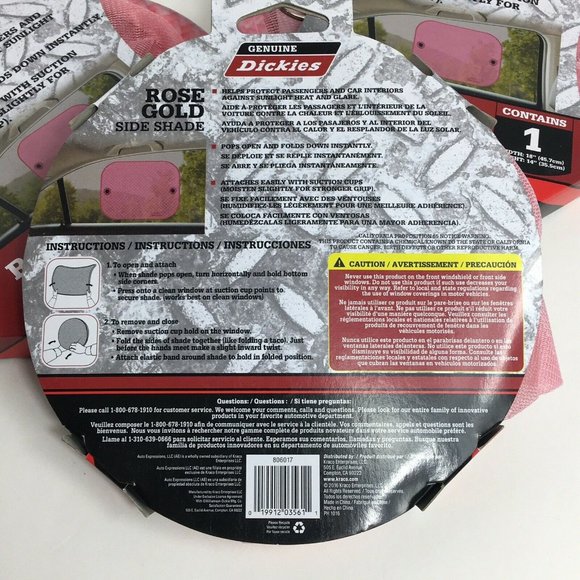 Genuine Dickies Side Window Sun Shade Car Passenger Protection Pink Rose Gold - Picture 4 of 12